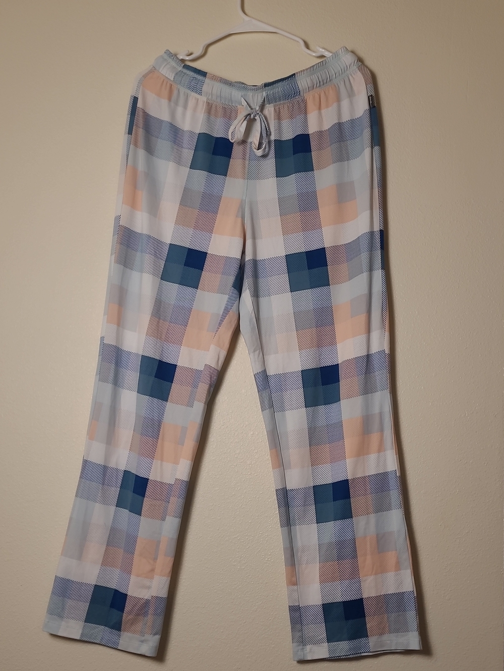 Women's Eddie Bauer Plaid Sleep Pants - Blue & Peach, Size Medium